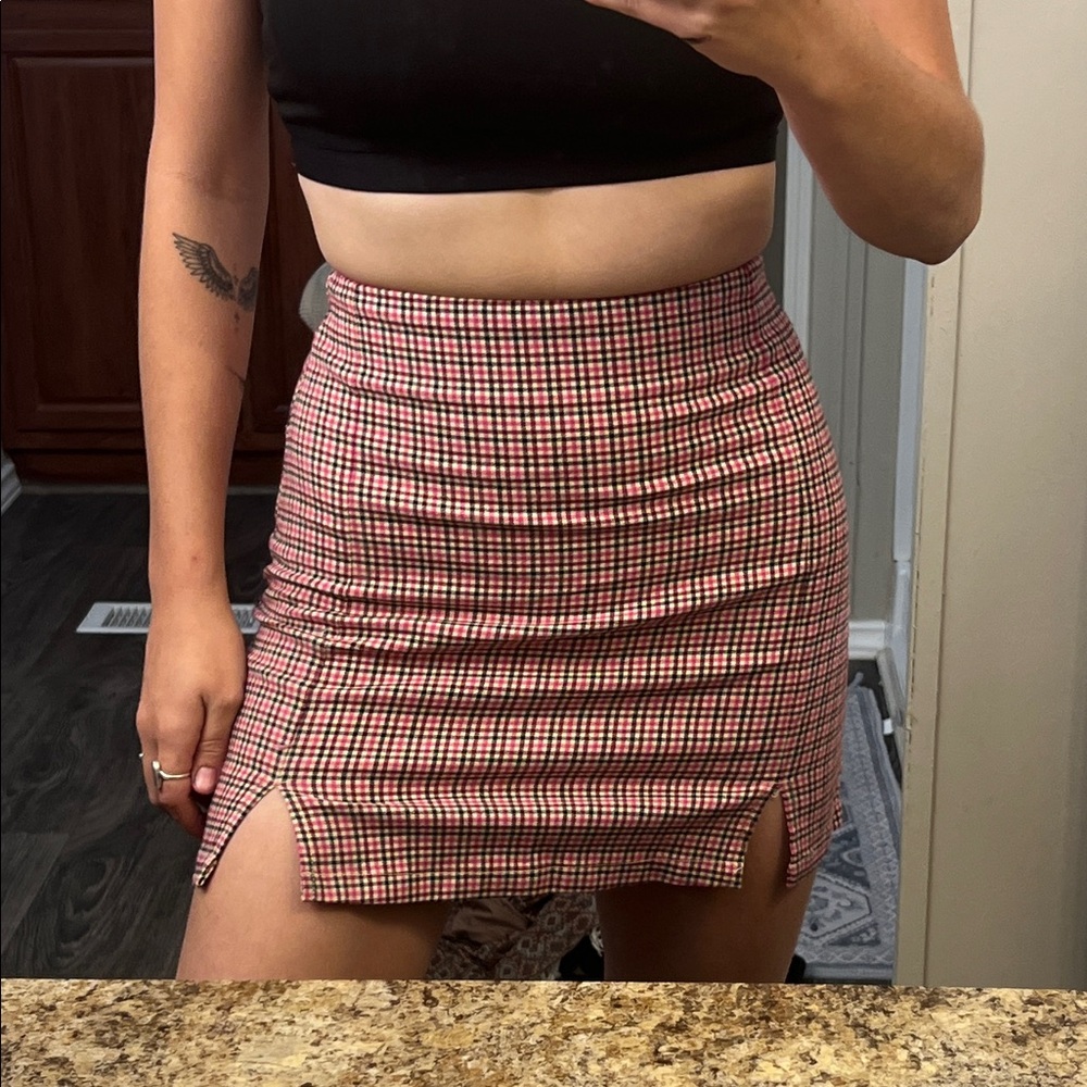 John Galt Plaid Mini Skirt - Red and Black